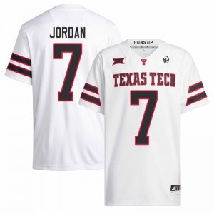 #7 Brenden Jordan TTU White Jersey | Elite Stitched Men Player Football Gear 74481953