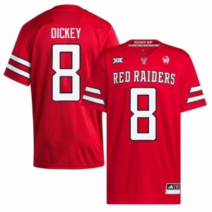 Red Cameron Dickey #8 Red Raiders Jersey | Men High School Football Moisture Wicking Embroidery 92385527