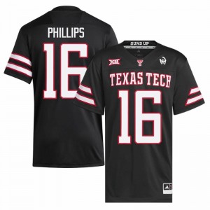 Black Holden Phillips #16 Texas Tech Jersey | Men High School Football Licensed Stitch 75106581