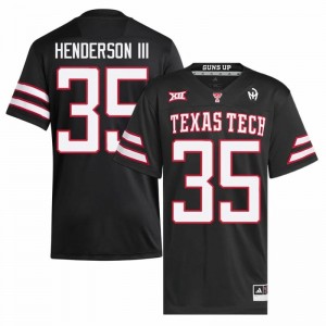 #35 Michael Henderson III TTU Black Jersey | Authentic Stitch Men Player Football Gear 53189617
