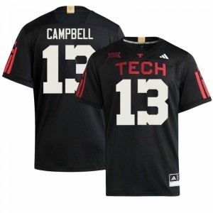 #13 Chase Campbell Texas Tech Red Raiders Black 100 Year Anniversary Jersey | Classic Embroidery Men Player Football Gear 68167307