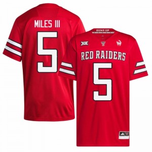Red Oliver Miles III #5 Red Raiders Jersey | Men High School Football Moisture Wicking Embroidery 22616788