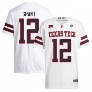 Durable Tarrion Grant #12 TTU White Jersey | Men University Football Stitched Fan Gear 50532009