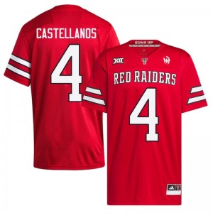 Elite Thread Thomas Castellanos #4 Red Raiders Red Jersey | Men University Football Embroidery Fan Gear 58367921