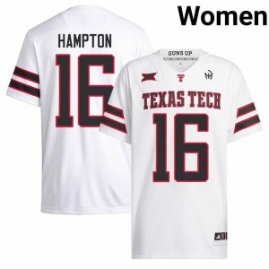 Durable Ashton Hampton #16 Texas Tech White Jersey | Women University Football Swen Fan Gear 96543231