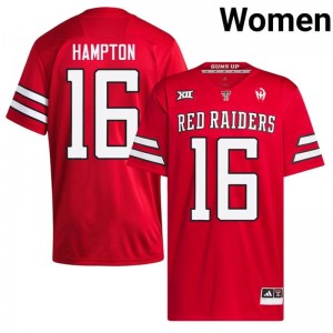 Red Ashton Hampton #16 TTU Red Raiders Jersey | Women High School Football Moisture Wicking Stitched 88322997
