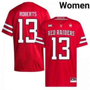 Tech Ben Roberts #13 Red Jersey | Genuine Stitched NCAA Football Women Apparel 73846060