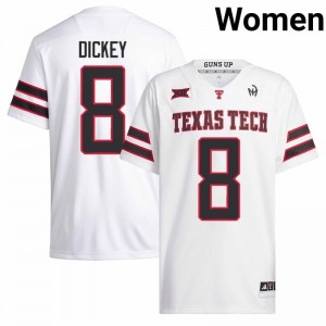 White Cameron Dickey #8 Texas Tech Red Raiders Jersey | Women High School Football Fresh Swen 60996438