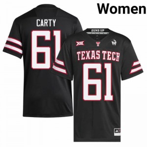 #61 Connor Carty TTU Red Raiders Black Jersey | Authentic Embroidery Women Player Football Gear 82497080