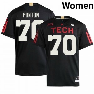 Jacob Ponton #70 Texas Tech 100 Year Anniversary Jersey | Pro-Grade Black College Football Women Stitched 95958765