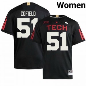 #51 Jayden Cofield TTU Black 100 Year Anniversary Jersey | Classic Stitched Women Player Football Gear 10243855