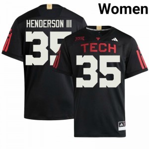 #35 Michael Henderson III Red Raiders Black 100 Year Anniversary Jersey | Classic Stitched Women Player Football Gear 71549612