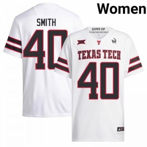 TTU Red Raiders Wesley Smith #40 White Jersey | Premium Swen NCAA Football Women Apparel 16518346