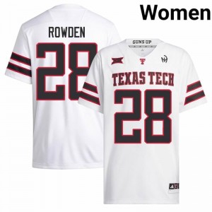 #28 Ashton Rowden Texas Tech Red Raiders White Jersey | Elite Swen Women Player Football Gear 72733337