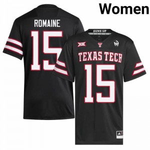 Black Austin Romaine #15 Red Raiders Jersey | Women High School Football Licensed Embroidery 91534544