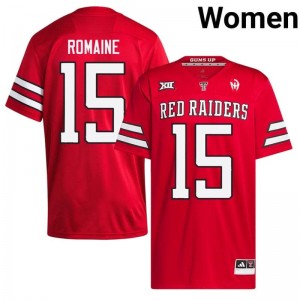 Texas Tech Red Raiders Austin Romaine #15 Red Jersey | Genuine Stitched NCAA Football Women Apparel 78168938