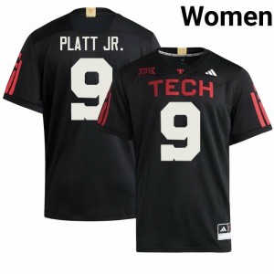 #9 Corey Platt Jr. Texas Tech Black 100 Year Anniversary Jersey | Classic Stitched Women Player Football Gear 31083659