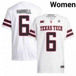 Durable Graham Harrell #6 Texas Tech White Jersey | Women University Football Swen Fan Gear 34797124