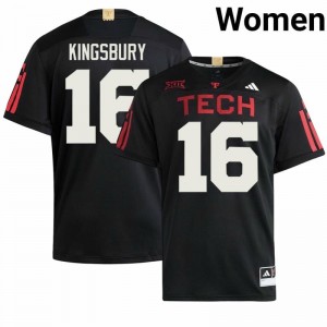 Kliff Kingsbury #16 TTU 100 Year Anniversary Jersey | Pro-Grade Black College Football Women Stitched 42061593