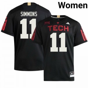Black Malcolm Simmons #11 TTU Red Raiders 100 Year Anniversary Jersey | Women High School Football Limited Stitched 90894404