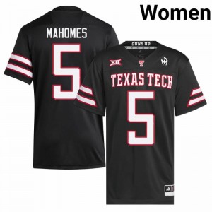 Patrick Mahomes #5 Red Raiders Jersey | Iconic Black College Football Women Embroidery 73870056