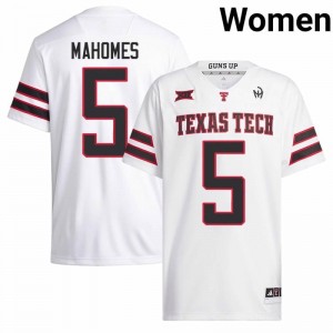 Durable Patrick Mahomes #5 Texas Tech White Jersey | Women University Football Swen Fan Gear 45971330