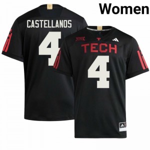 Red Raiders Thomas Castellanos #4 Black 100 Year Anniversary Jersey | Essential Stitched NCAA Football Women Apparel 28720414