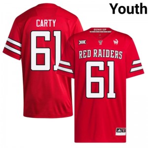 Elite Thread Connor Carty #61 Texas Tech Red Raiders Red Jersey | Youth University Football Stitch Fan Gear 83250599