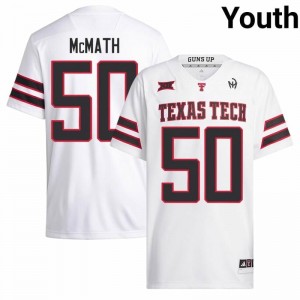 #50 Patrick McMath Texas Tech White Jersey | Elite Embroidery Youth Player Football Gear 33925152