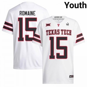 TTU Red Raiders Austin Romaine #15 White Jersey | Premium Embroidery NCAA Football Youth Apparel 73687353