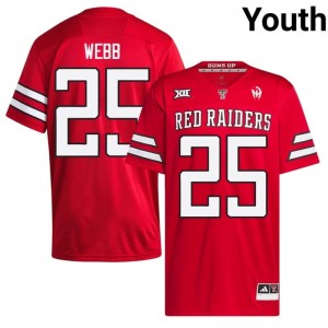 Donovan Webb #25 Texas Tech Jersey | Gameday Red College Football Youth Stitch 56131891