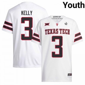 White Josh Kelly #3 Texas Tech Jersey | Youth High School Football Fresh Embroidery 39478553