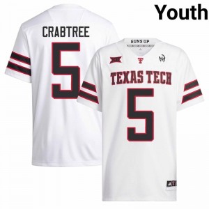 Michael Crabtree #5 Tech Jersey | Exclusive White College Football Youth Embroidery 98428802
