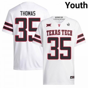White Zach Thomas #35 Texas Tech Red Raiders Jersey | Youth High School Football Fresh Embroidery 40081230